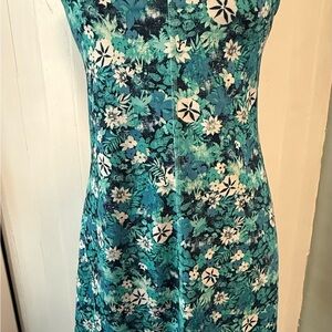 Patagonia Turquoise Floral Knee Length Knit Activewear Dress Size Small